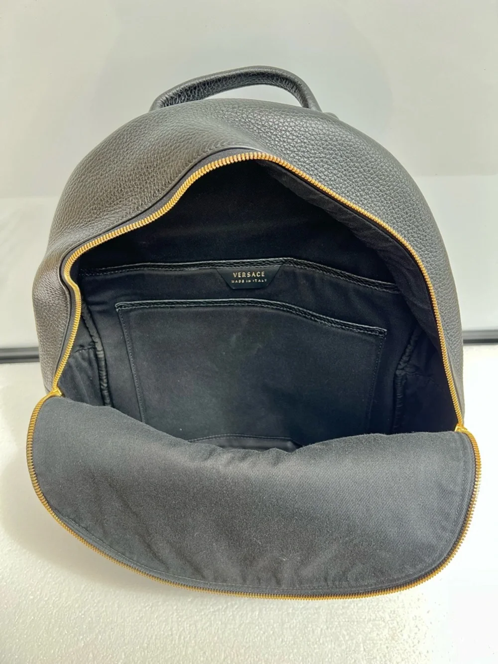 Versace Leather Medusa Backpack Black Travel Bag